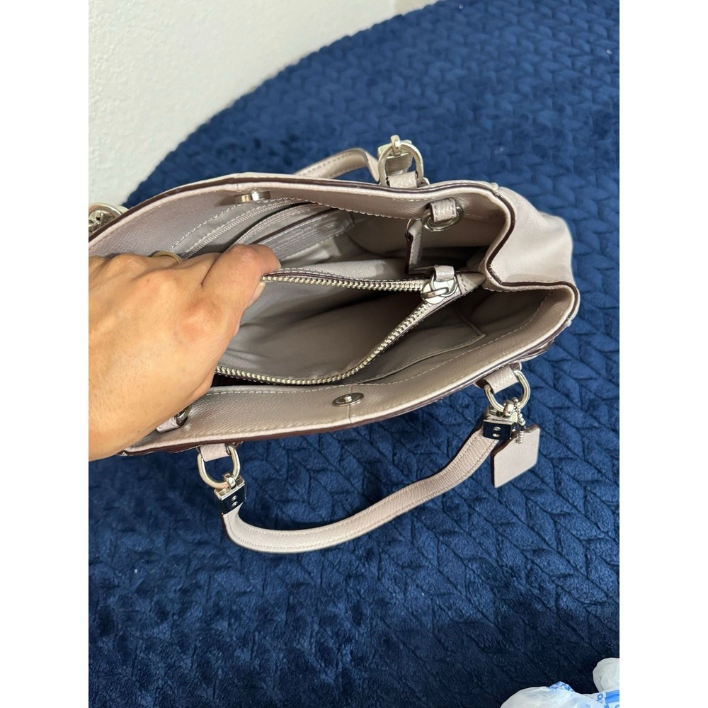 Coach Handbag Purse Minneta Chalk Cross‎ Grained Leather - Picture 5 of 10